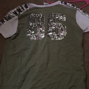 Sage Green PINK Victorias Secret Sequin 89 shirt